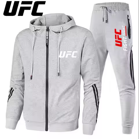 UFC New Frontier Men's Casual Sports Set Fashion Zipper Jacket Running Women's Men's Sports Set UFC 