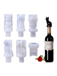 6 件/組隨機形狀 + 5 件塞酒瓶塞矽膠模具,貓狗兔透明水晶塞裝飾 Diy 樹脂工藝水晶環氧樹脂模具手工工藝禮品