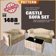Castle Sofa 1+2+3 Seater + Coffee Table Sofa Set Modern Classic Sofa Velvet Fabric Sofa