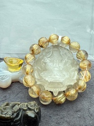 (五年老店🌟過百好評)殿堂級 順鈦金鈦晶手串 13mm+ 滿鈦 罕有大mm 金鈦晶 金鈦 板鈦 鈦金 黃髮晶 招財水晶 黃晶 旺財 超招正財 偏財 Gold Titanium Quartz, Attr