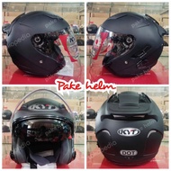 HELM KYT GALAXY HITAM DOF BLACK DOFF HALFFACE HELEM HALF FACE DOUBLE VISOR ORIGINAL 100%