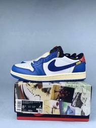 Air Jordan 1 AJ1 低幫倒鉤拼接藍色