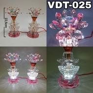 Set of 2 dwarf lotus crystal altar lamps (22.5cm) VDT-025