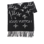 Louis Vuitton LV Essential Shine 經典花紋羊毛圍巾(黑色) M78159