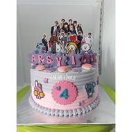kue ulang tahun bts bt21 / bt21 cake / cake birthday bts bt21 / kue - brownies diameter 26