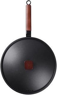 Cast Iron Wok Non-Stick Pans Kitchen Fried Egg Steak Griddle Pan Beech Handle with lid Cookware Warm as ever