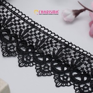 Charisma Black Guiper Lace FR 985 - Embroidered Lace 6cm Wide/ Price Per Roll (15 Yards)