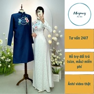 bag white Hong Loan strawberry ao dai, engagement ao dai, wedding ao dai - Munn ao dai
