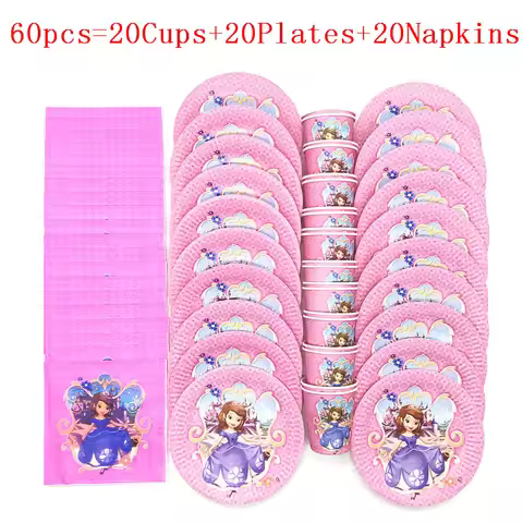 Disney Sofia the First Party Supplies Decorations Kids Birthday Disposable Tableware Cups Princess P