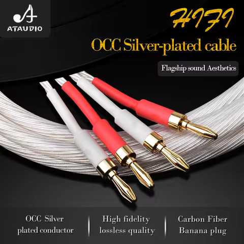ATAUDIO one pair hifi speaker cable high quality silver-plated speaker wire for connect amplifier an