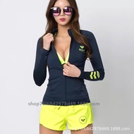 【I สลิมฟิต】 #ROXY ชุดดำน้ำเสื้อแยกชิ้นแขนยาวผู้หญิงชุดกันแดดมีซิปชุดเล่นเซิร์ฟแห้งเร็ว