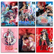 One Piece Film Red Movie Poster Wall Sticker Shanks Uta Luffy Anime Room Decor Self Adhesive Goods C