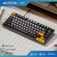 คีย์บอร์ดเกมมิ่ง ARZOPA K81 แบบกลไก 75% มี 81 ปุ่ม ขนาดกะทัดรัด เชื่อมต่อผ่านสาย ไฟ RGB แบ็คไลท์ Gas