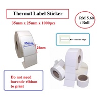 Thermal Label Sticker 35mm x 25mm x 1000pcs