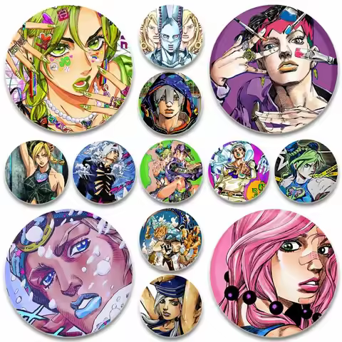 Anime Jojo's Bizarre Adventure Brooch JOLYNE CUJOH FF Kujo Jotaro Pin Cartoon Cosplay Badge for Clot