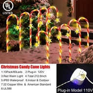 Christmas Candy Cane Lights Outdoor - 10 Pack 21 Inch Christmas Pathway Lights with Stars Waterproof