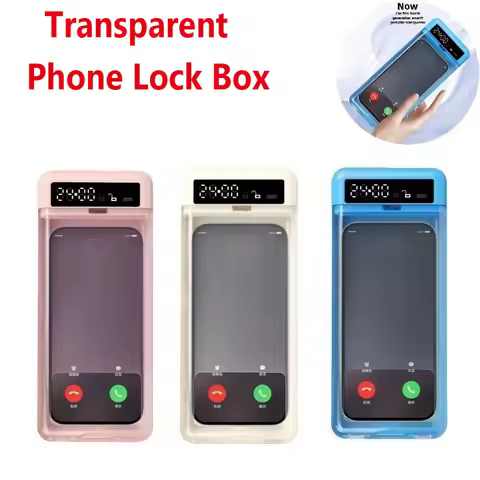 Transparent Phone Lock Box with Display Screen Self-Discipline Device Smart Timer Phone Lock Box for