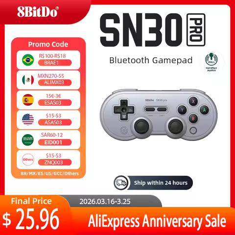 Original 8BitDo -SN30 Pro New Hall Wireless Bluetooth Gamepad with Hall Effect for Switch, PC, Steam