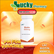 LAC Biotin 900mcg 120 Tablets | Hair Skin & Nail Support | Vitamin B7 Supplement for Beauty & Energy