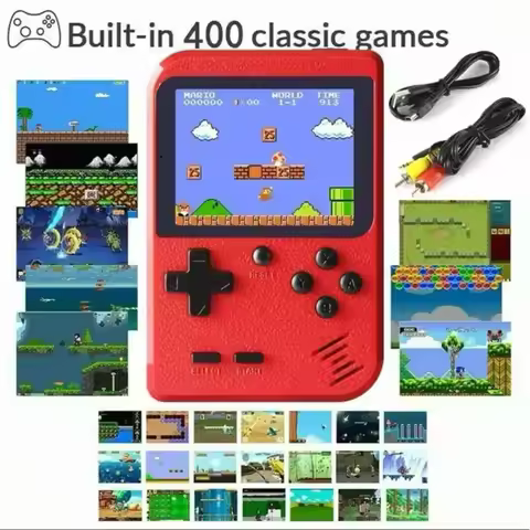 Classic Games Children's Handheld Small Game Console With 400 Game Charging Can Be Connected To The 