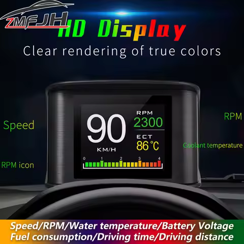 P10 Head Up Display P10-Pro OBD Smart Digital Speedometer Overspeed Alarm Tachometer Voltage Water T