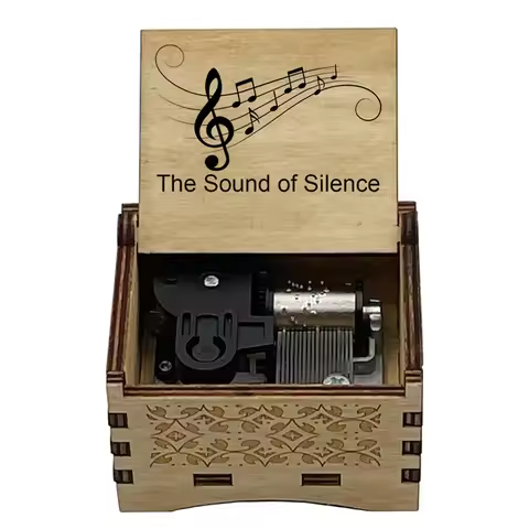 The Sound of Silence Wooden Music Box 18 Note Wind Up Movement Cute Gift Present for Friends Birthda