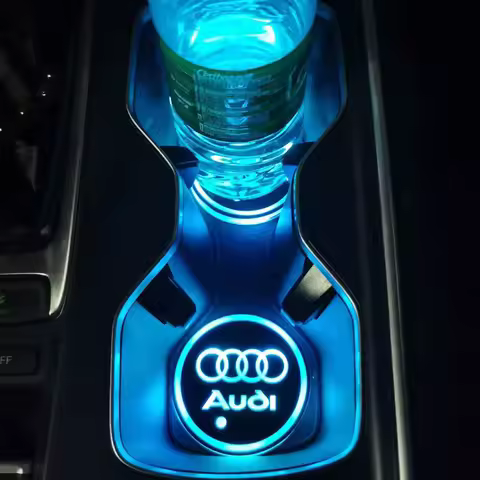 2PCS Car Cup Holder Bottom Pad 7 Color luminous LED Coaster For quattro Audi Sline S3 A4 A5 A7 S4 RS