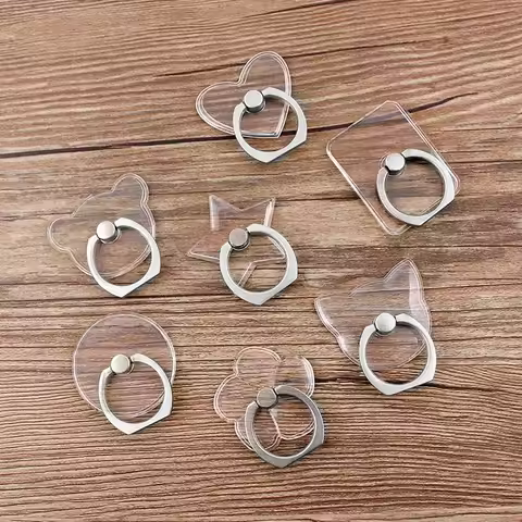 Universal Stent Mobile Phone Holder Stand Finger Ring Magnetic For Cute Cell Smart Phone Transparent