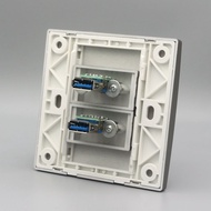 Dark Gray 86 Type 2-Bit Straight Plug 3.0 USB Panel Female to Female Dual-Port USB Butt Computer Tra