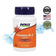 NOW Foods Vitamin D-3 400IU 180 Softgels Vitamin D3 400IU Support Healthy Bone & Immune System [Made