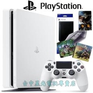 缺貨【PS4主機】☆ SLIM 2218A 500G 冰河白色＋原廠直立架＋魔物獵人類比套＋原廠機身貼 ☆【台中星光】