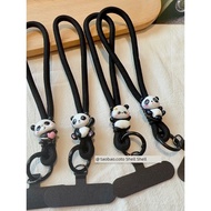 handphone sling strap handphone wrist strap Black red panda phone lanyard, anti-loss, nylon, cartoon