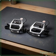 [FigatiaMY] Strap Bike Pedals 9/16 Inch Thread Toe Cage Pedals Pedal Set Open-Frame Silver Finish