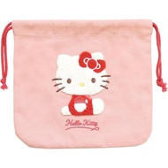 Tees Factory Sanrio Characters Sagara Embroidered Drawstring Pouch Hello Kitty H 6.9 x W 7.5 inches 