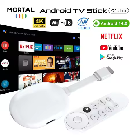 Mortal Q2 Ultra Android14 Smart TV Stick Allwinner H313 Youtube DUAL 2.4/5G Wifi6 BT5.0 4K 5V2A Smar