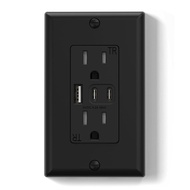 ELEGRP USB Outlets, 15 Amp Wall Outlet with 3 USB Ports, Dual USB C Ports Outlets, TR Tamper-Resista