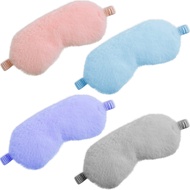 4 Pieces Plush Eye Mask Silk Furry Sleep Masks Comfortable Blindfold Eye Cover Colorful Satin Night