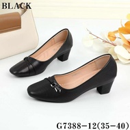 G7388-12 2 inch Black Leather Shoes for Women Elegant Design Comfortable Stylish Ideal for Casual