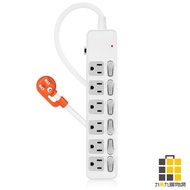 PowerSync Six-Open Six-Plug Lightning Protection Extension Cord-White 1.8M/2.7M/4.5M [Nine-By-Nine S