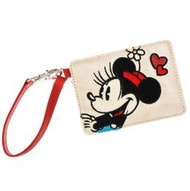 【噗嘟小舖】現貨 米妮 刺繡 票卡夾 悠遊卡 識別證 證件套 卡套 包包掛飾 迪士尼 購於日本 花朵 愛心 Minnie
