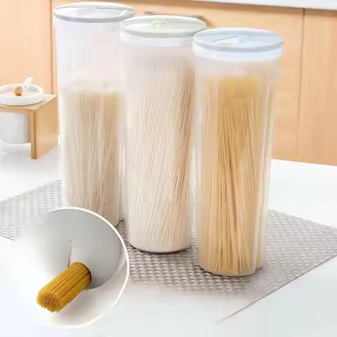 New Food Storage Containers with Airtight Lid Pasta Noodles Sealed Can Plastic Kitchen Storage Spagh