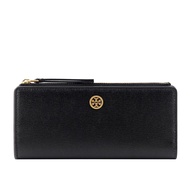 TORY BURCH Robinson 防刮皮革薄款釦式對開長夾(黑色)