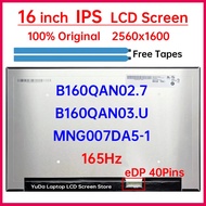 16" 165Hz Laptop LCD Screen B160QAN02.7 B160QAN03.U MNG007DA5-1 Display Matrix Panel Replacement 256
