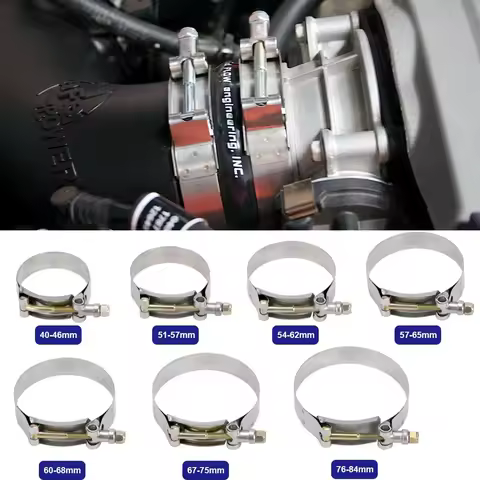 2/2.25/ 2.5/ 2.75/ 3/ 3.25/ 3.5/4" T-Bolt Exhaust 304 Clamp Intake Turbo Exhaust Intercooler Silicon