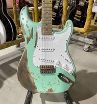 Aged Vintage Fender Stratocaster Electric Guitar Grass Green Color Alder Body Maple Fingerboard 100%