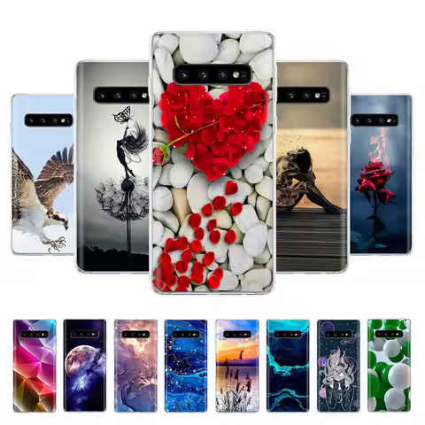 Silicone Case For Samsung Galaxy S10 Plus Case S10 S10e Soft Back Cover Case on For Samsung S10 S 10