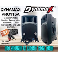 Dynamax PRO115A 15 Inch Portable Speaker System with Bluetooth, 2 Units Wireless Mic and USB (PRO115)