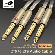 GOLLEY LION Dual 1/4นิ้ว6.35มม. TS To 2TS สเตอริโอเชื่อมต่อสายสายออดิโอ Hi-Fi สำหรับผสมลำโพงเครื่องข
