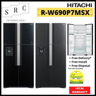 Hitachi R-W690P7MSX Big French 4 door fridge 540L (Gift: 1.0L MICOM Rice Cooker - RZ-PMA10Y)