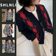 Women's Argyle Jacquard Sweater - Spring/Autumn Casual